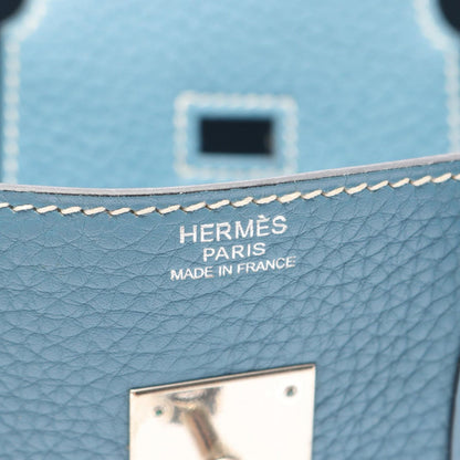 Hermes Handbag Birkin 30 Blue Jean Leather — view 4