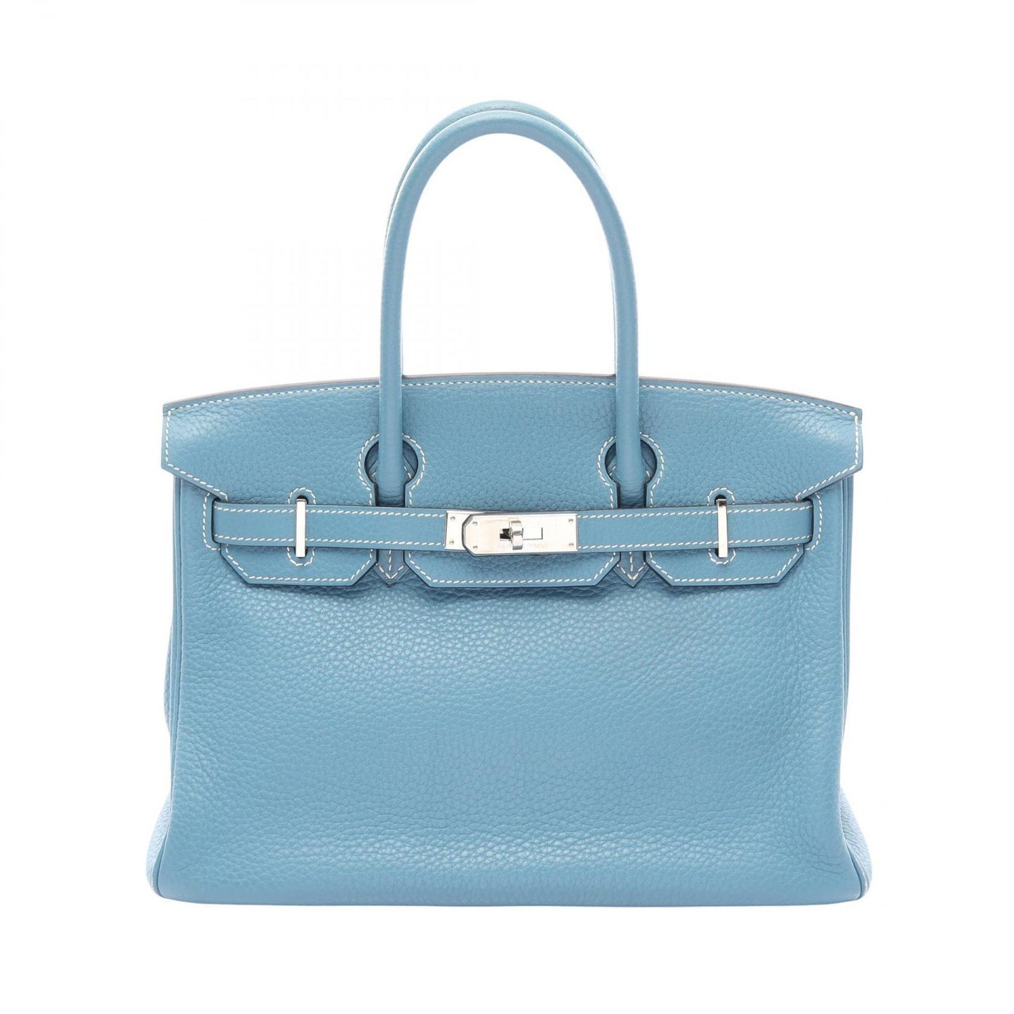 Hermes Handbag Birkin 30 Blue Jean Leather