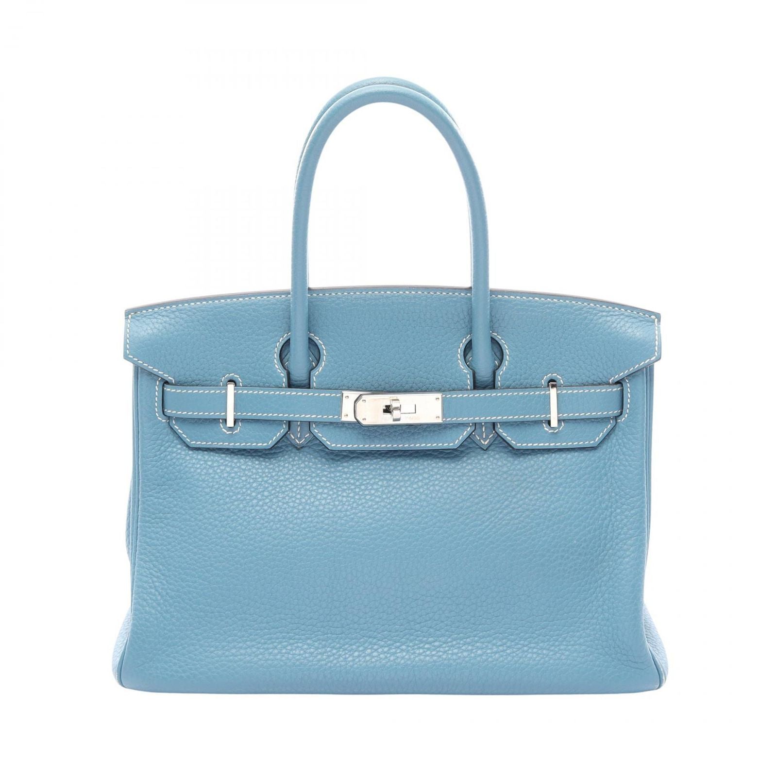 Hermes Handbag Birkin 30 Blue Jean Leather