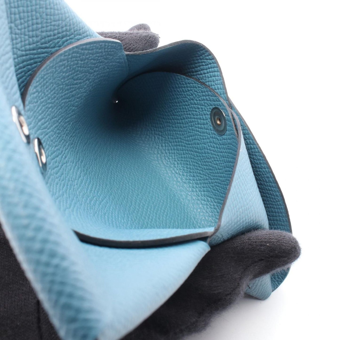 Hermes Coin Case Calvi Duo New Blue Jean Leather Calf — view 4