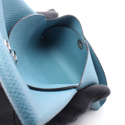 Hermes Coin Case Calvi Duo New Blue Jean Leather Calf — view 4