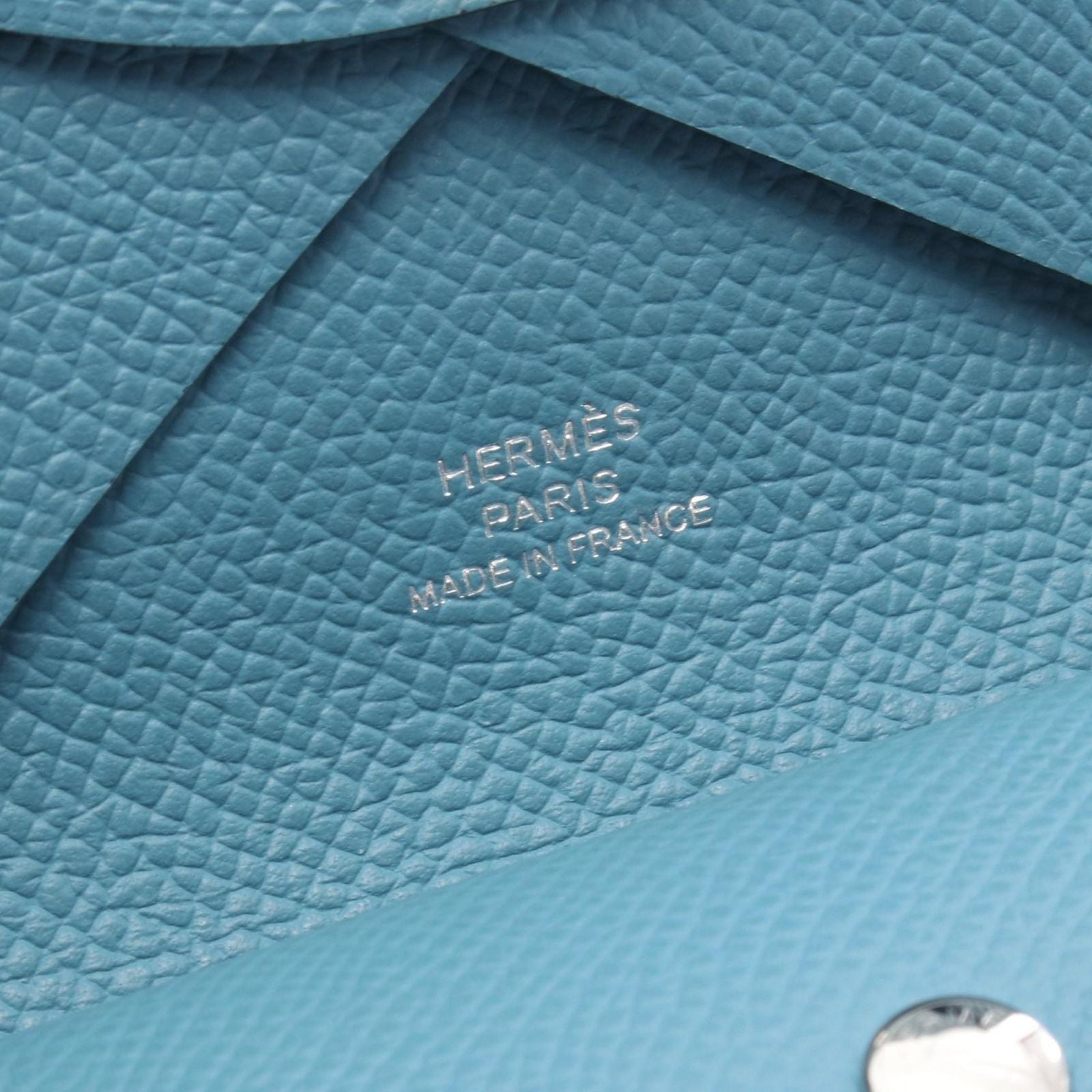 Hermes Coin Case Calvi Duo New Blue Jean Leather Calf — view 5