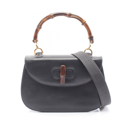 Gucci Handbag Vintage Bamboo 2-Way 000 46 Navy Leather Shoulder