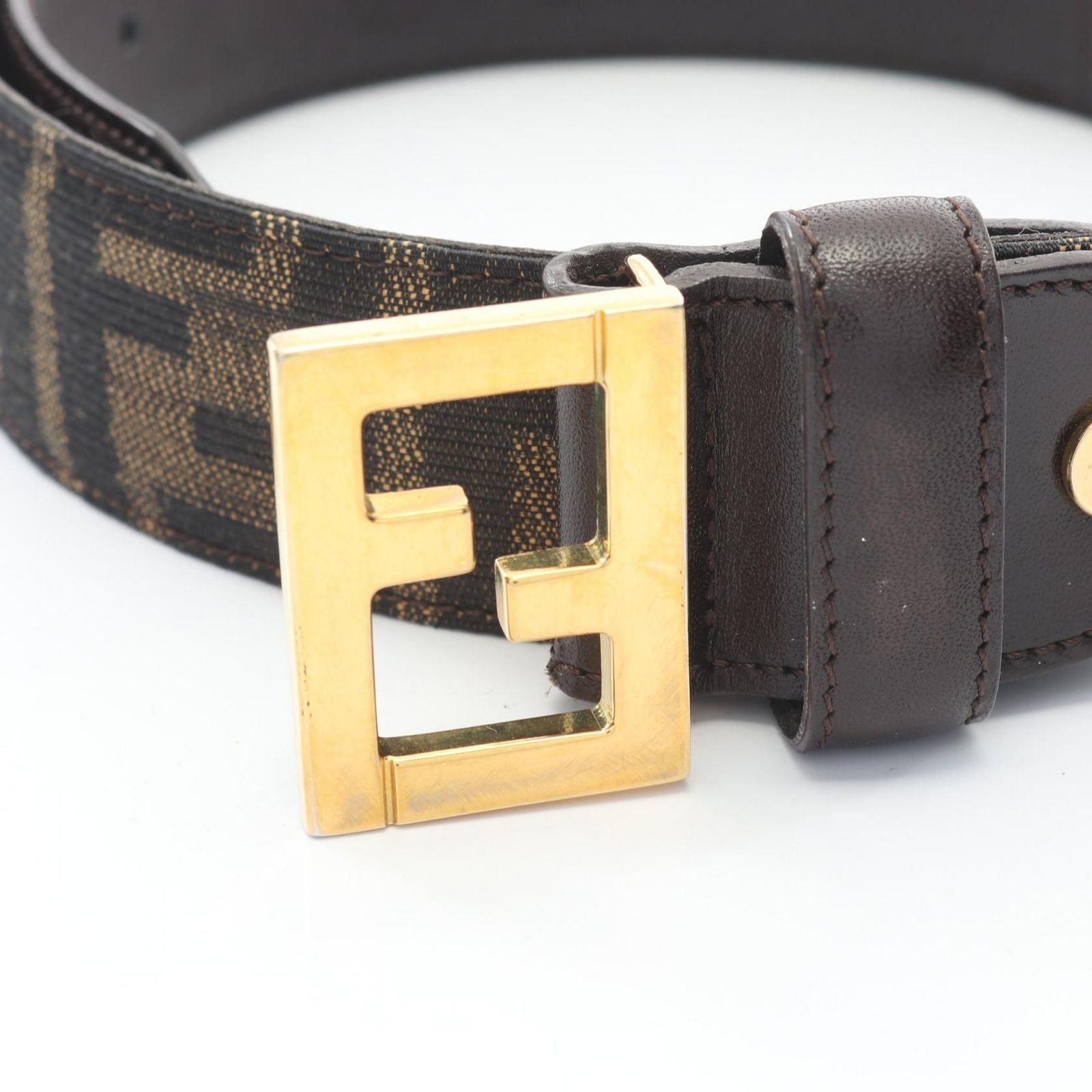 Fendi Belt Zucca Gold Canvas Leather — view 2