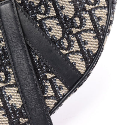 Dior Saddle Bag Mini Oblique Jacquard Beige Navy Canvas Leather — view 5