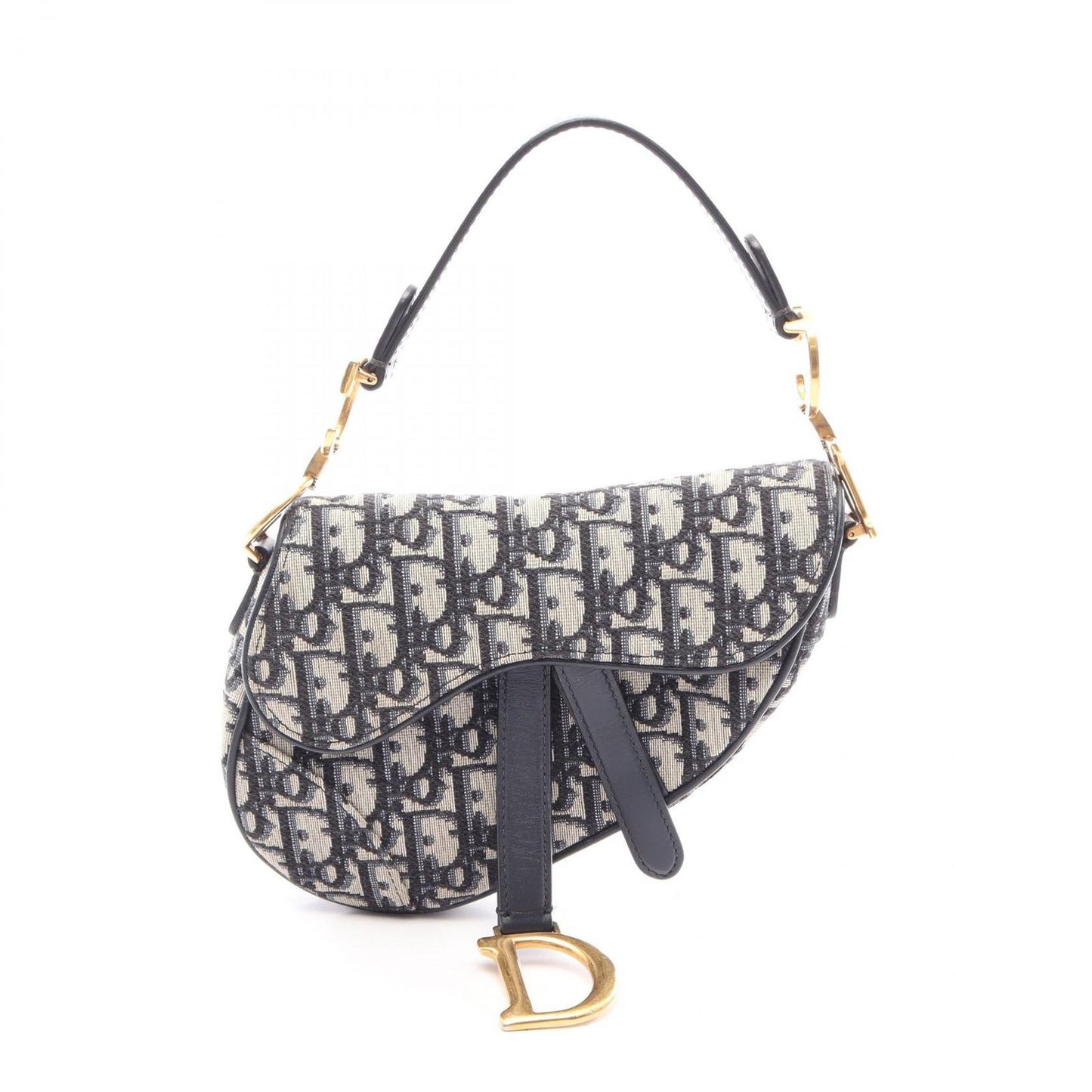 Dior Saddle Bag Mini Oblique Jacquard Beige Navy Canvas Leather