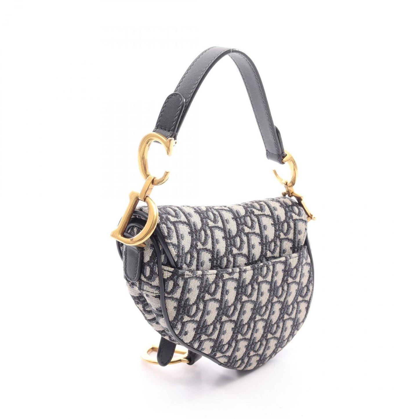Dior Saddle Bag Mini Oblique Jacquard Beige Navy Canvas Leather — view 2