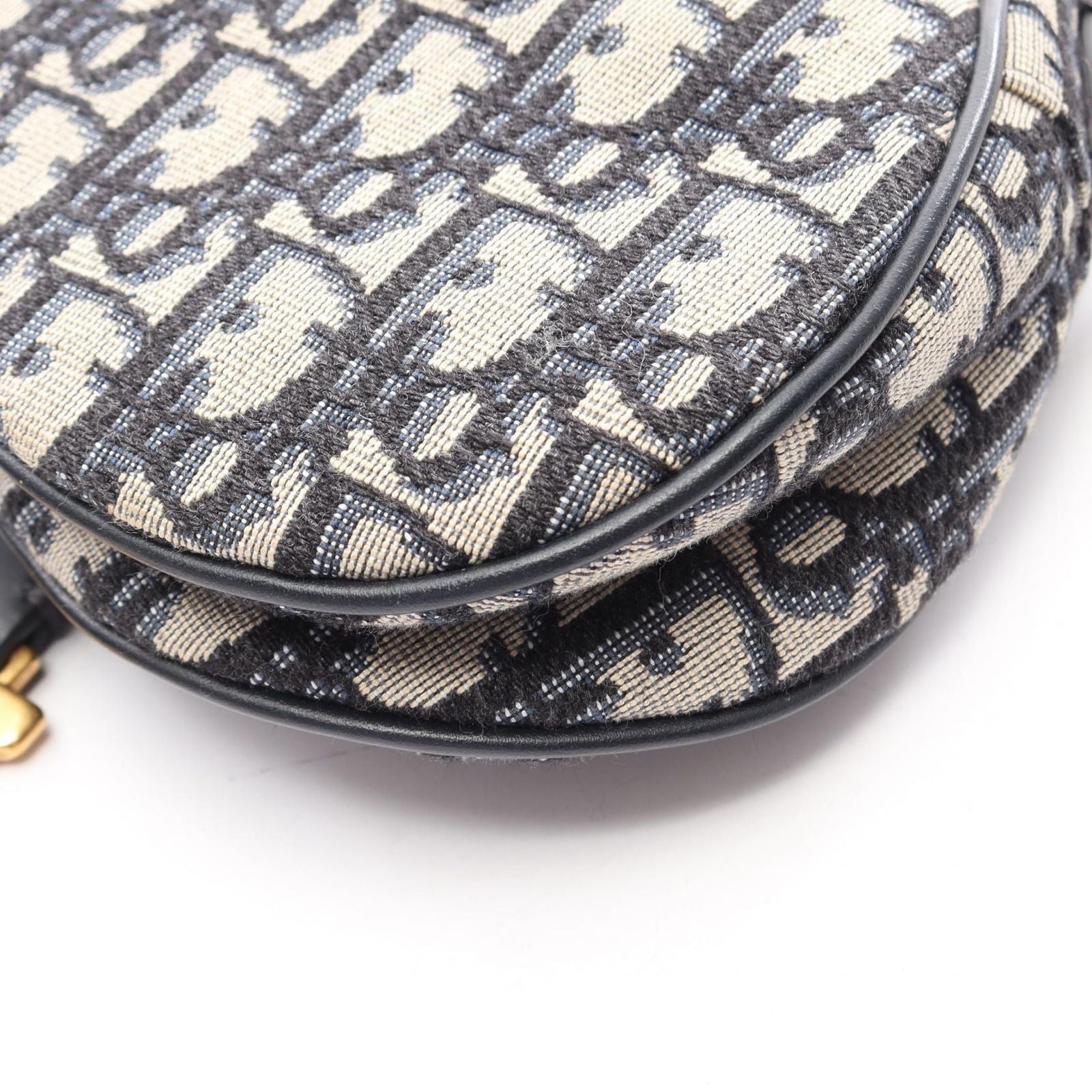 Dior Saddle Bag Mini Oblique Jacquard Beige Navy Canvas Leather — view 6