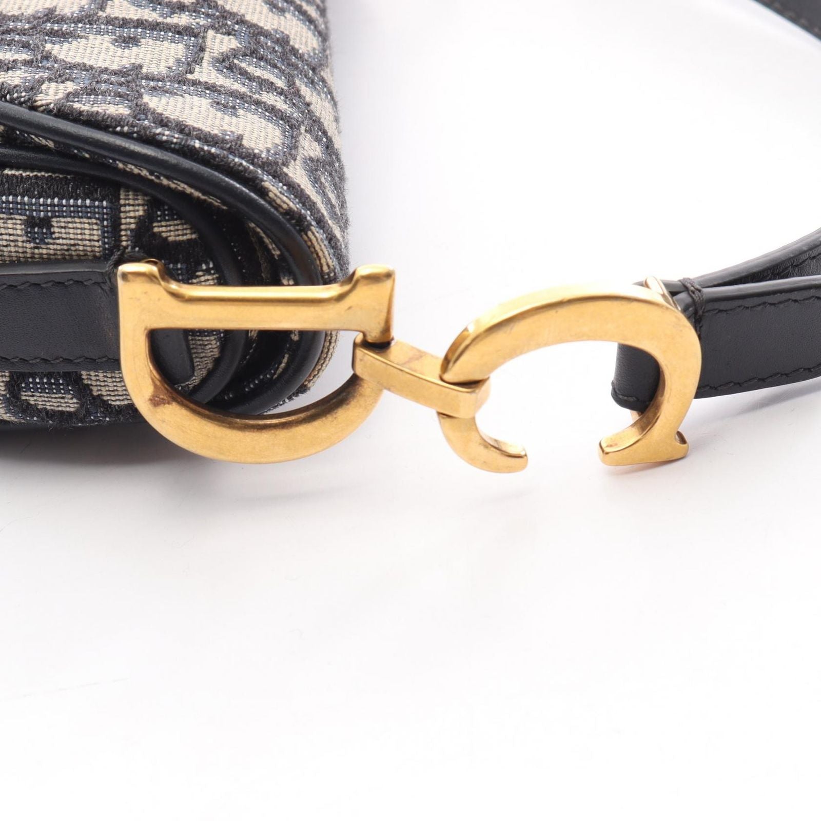 Dior Saddle Bag Mini Oblique Jacquard Beige Navy Canvas Leather — view 7