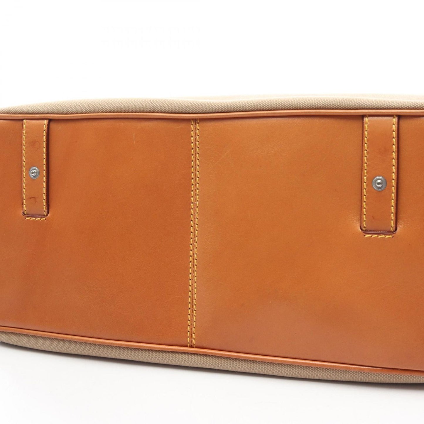Prada Shoulder Bag Canapa Soft Beige Orange Canvas Leather Triangle Logo — view 6