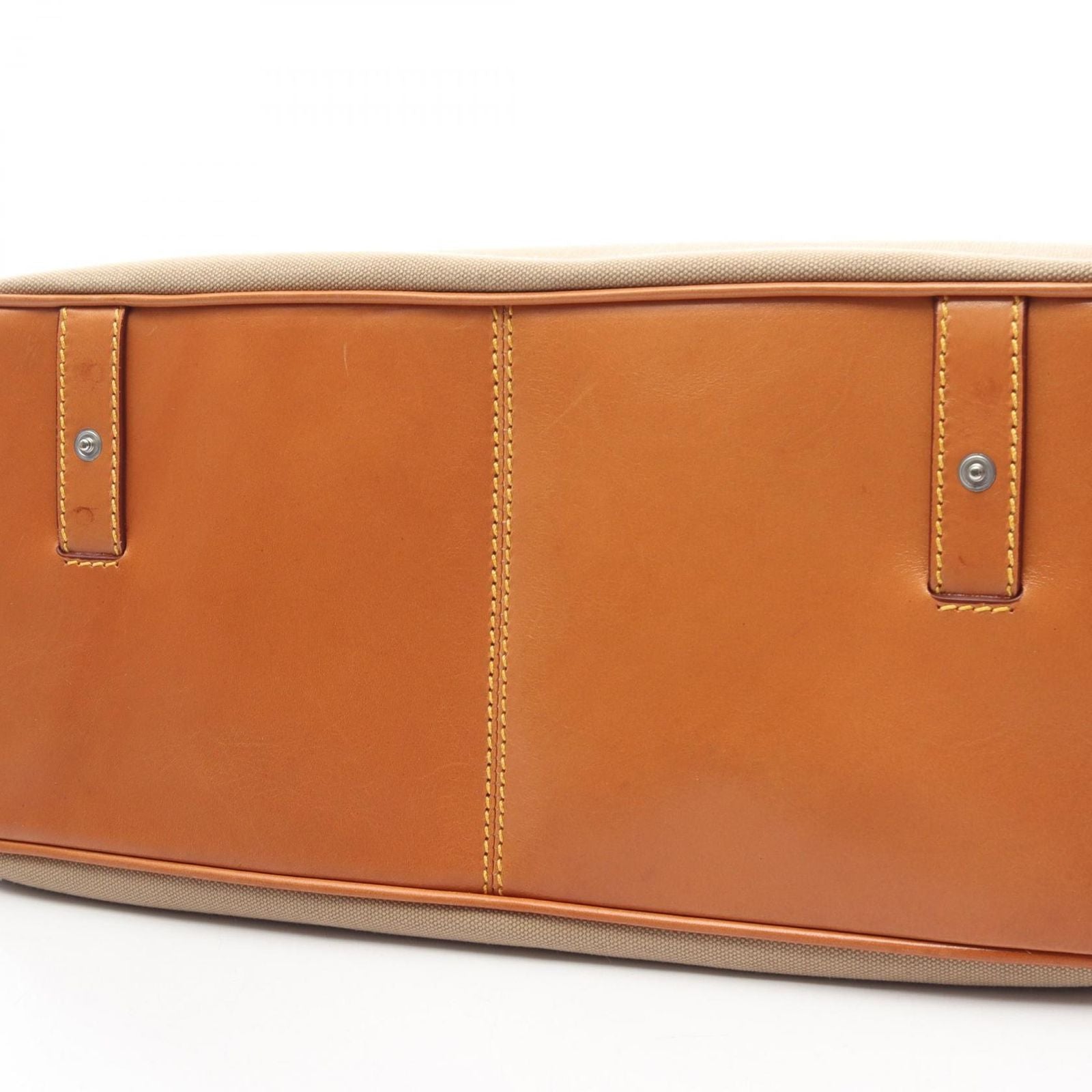 Prada Shoulder Bag Canapa Soft Beige Orange Canvas Leather Triangle Logo — view 6