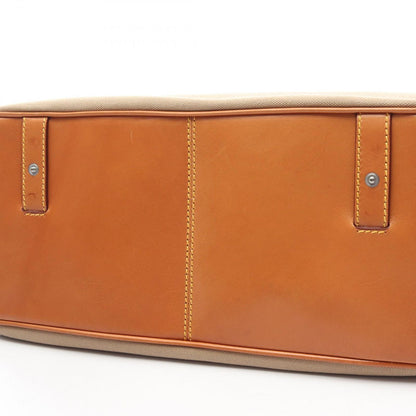 Prada Shoulder Bag Canapa Soft Beige Orange Canvas Leather Triangle Logo — view 6