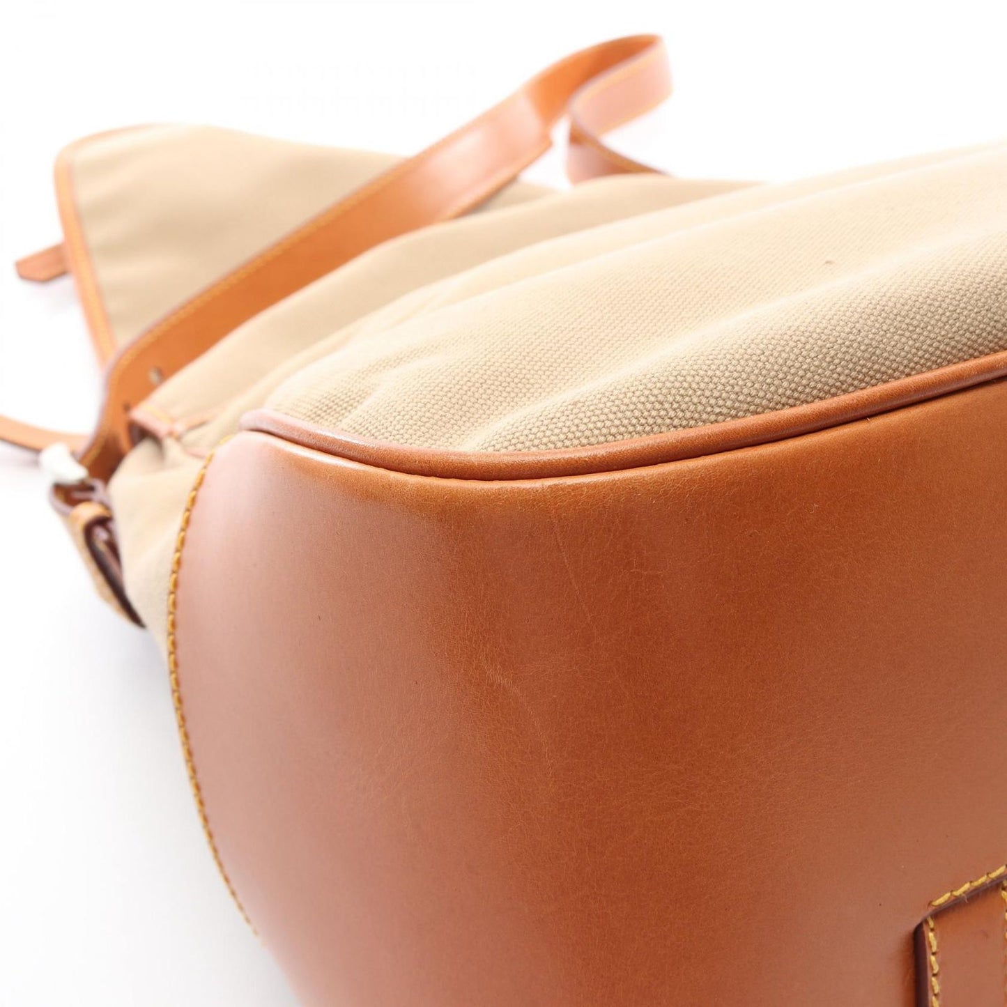 Prada Shoulder Bag Canapa Soft Beige Orange Canvas Leather Triangle Logo — view 7