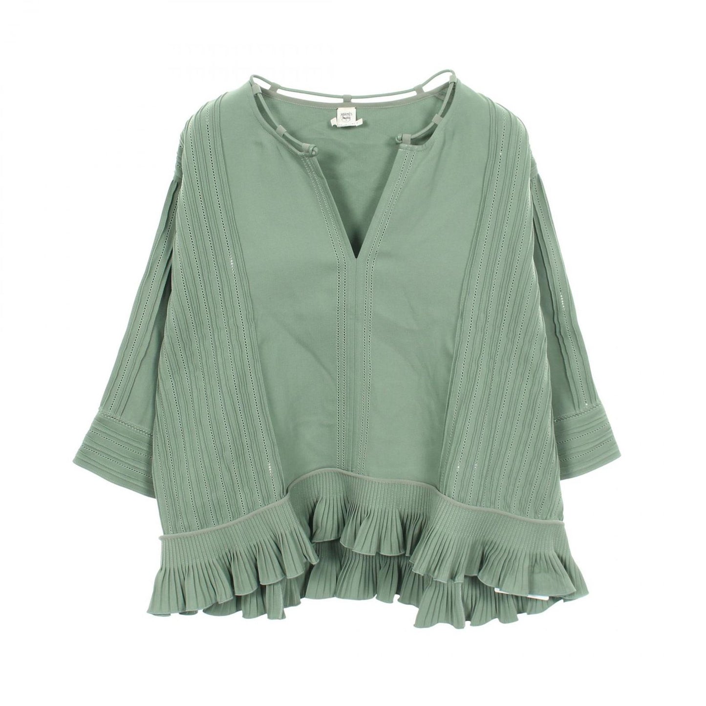 Hermes Blouse Ruffle Silk Cotton
