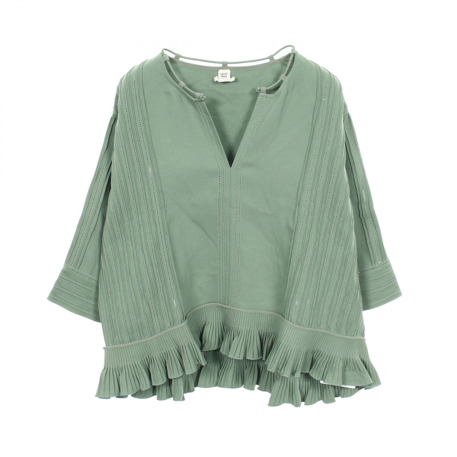 Hermes Blouse Ruffle Silk Cotton
