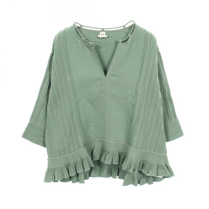 Hermes Blouse Ruffle Silk Cotton