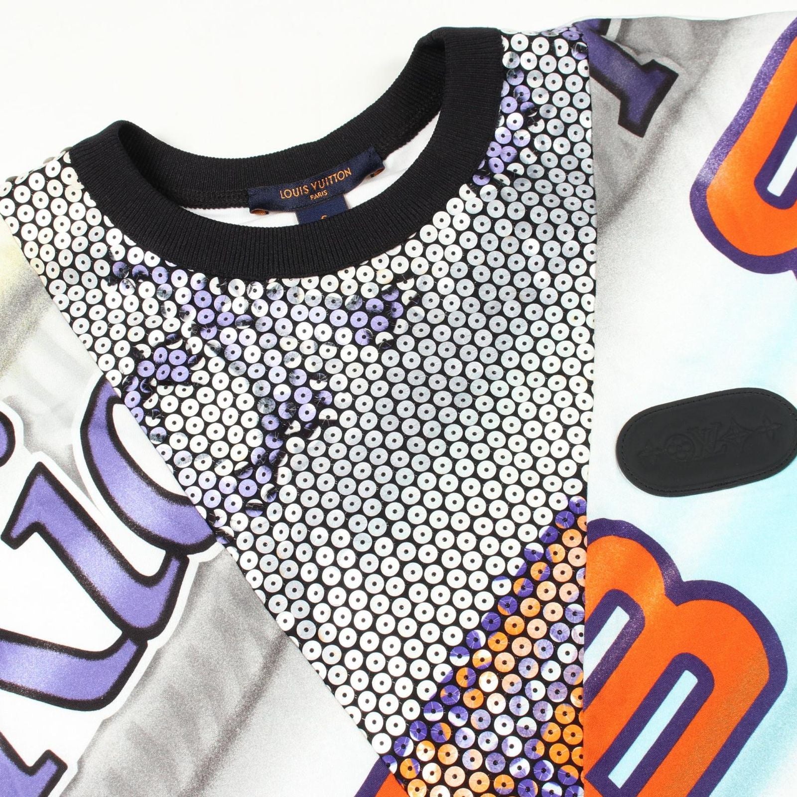Louis Vuitton Dress Graphic Print Statement Sequin Short Sleeve Ek0 Cotton — view 7