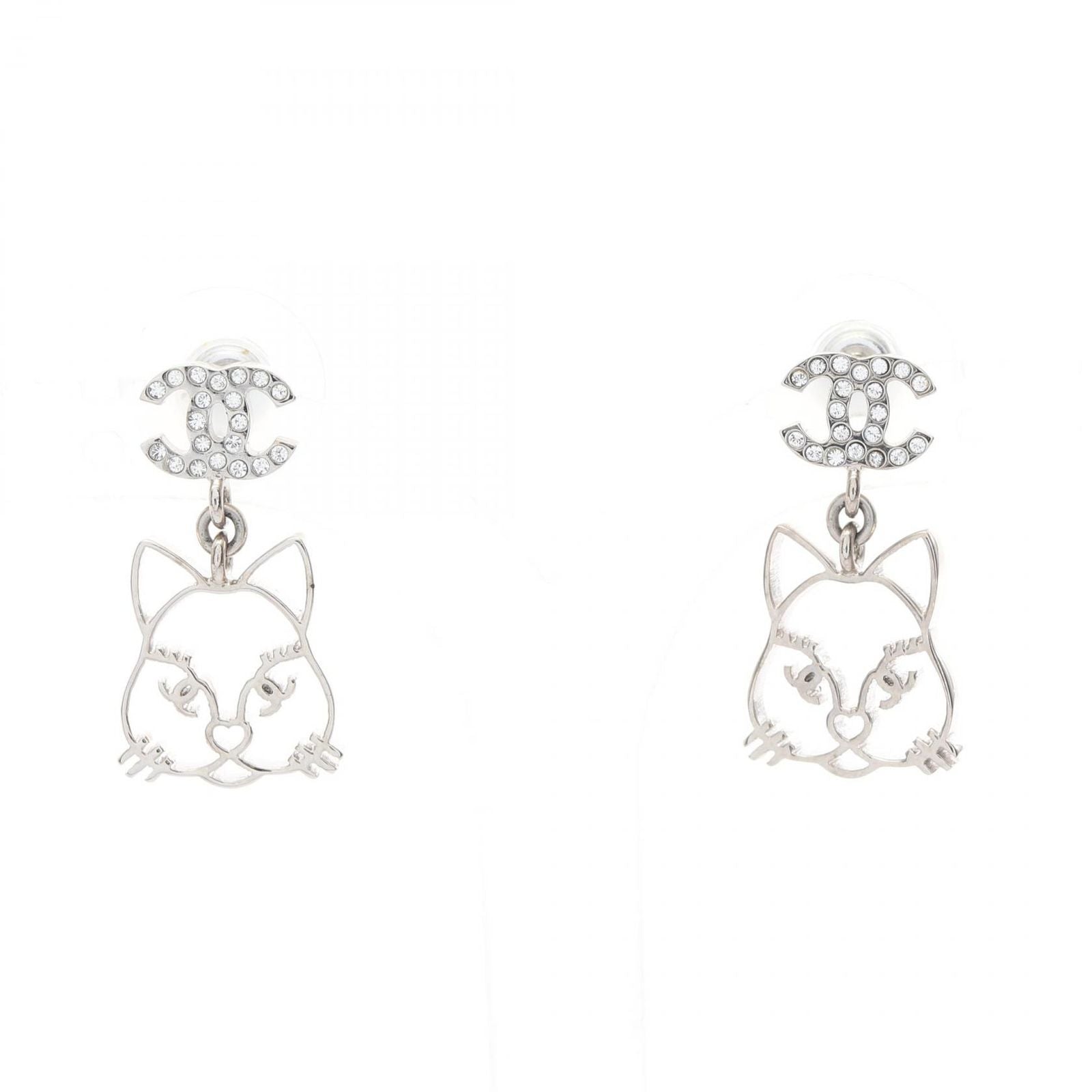 Chanel Earrings CC Logo Cat Stainless Steel