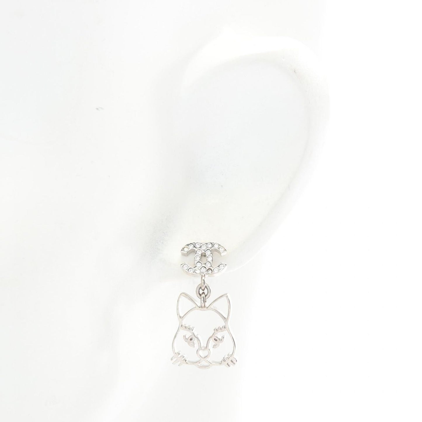 Chanel Earrings CC Logo Cat Stainless Steel — view 4