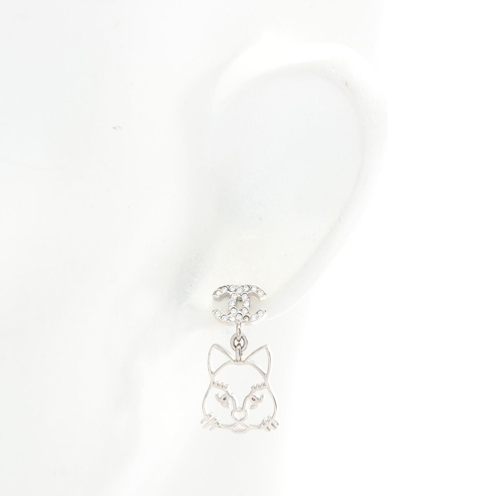 Chanel Earrings CC Logo Cat Stainless Steel — view 4