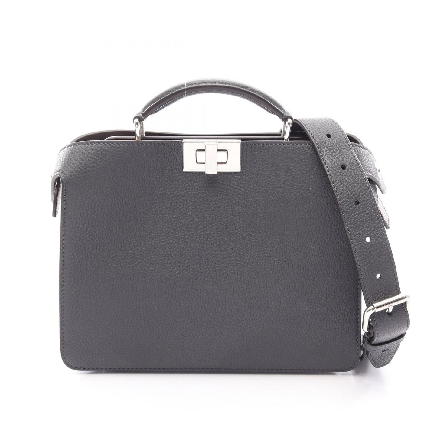 Fendi Handbag Peekaboo ISeeU Small 2-Way Charcoal Gray Leather