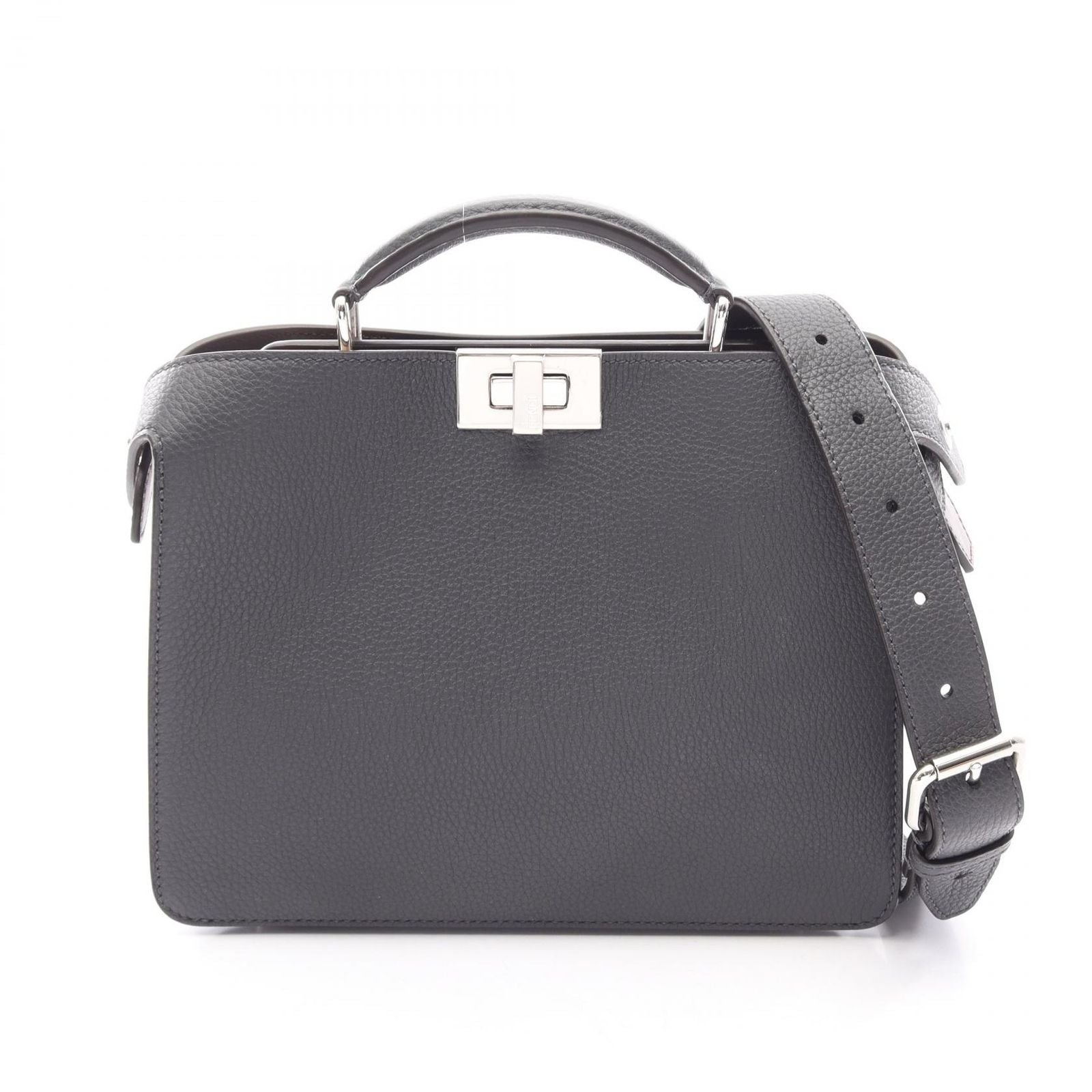 Fendi Handbag Peekaboo ISeeU Small 2-Way Charcoal Gray Leather