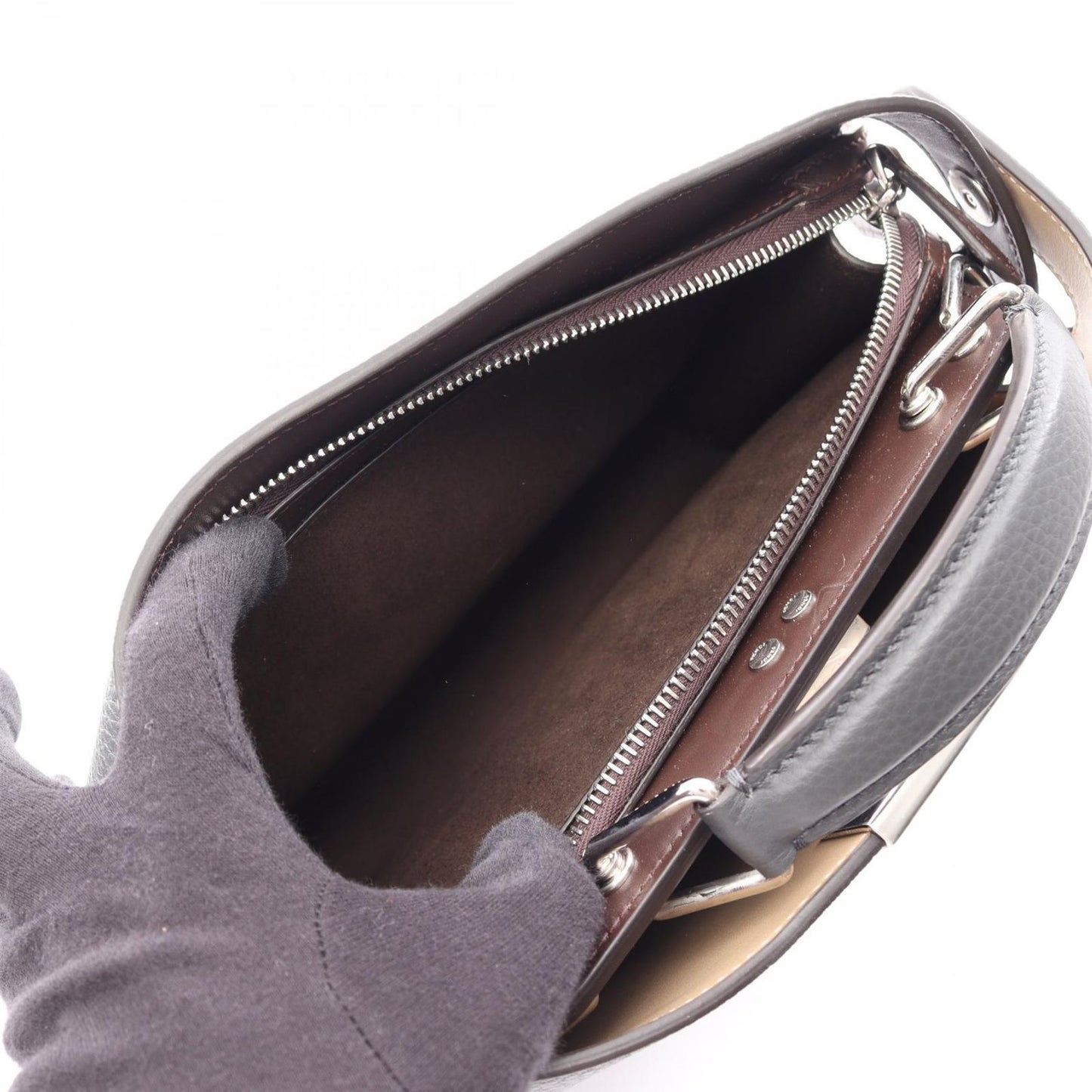 Fendi Handbag Peekaboo ISeeU Small 2-Way Charcoal Gray Leather — view 4