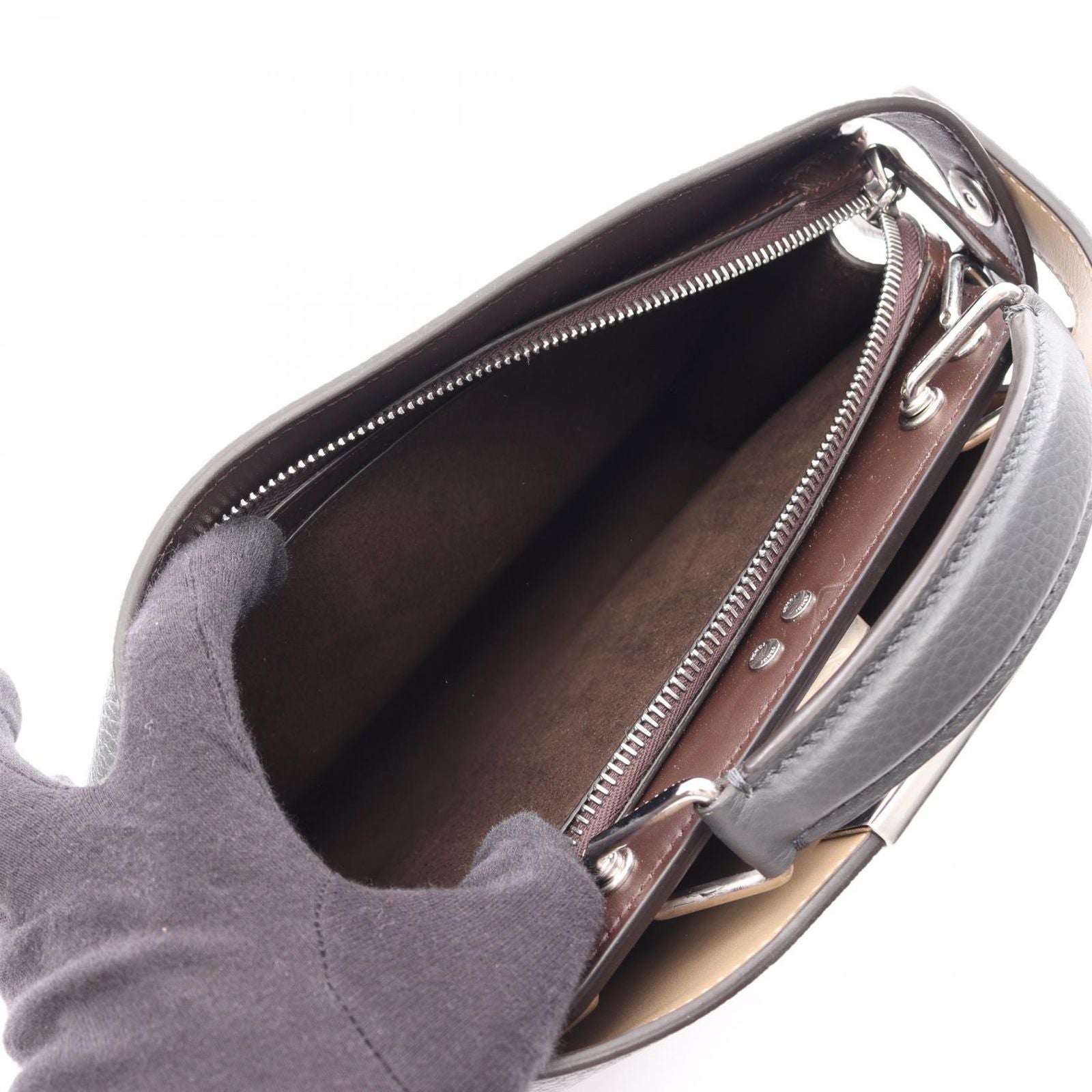 Fendi Handbag Peekaboo ISeeU Small 2-Way Charcoal Gray Leather — view 4