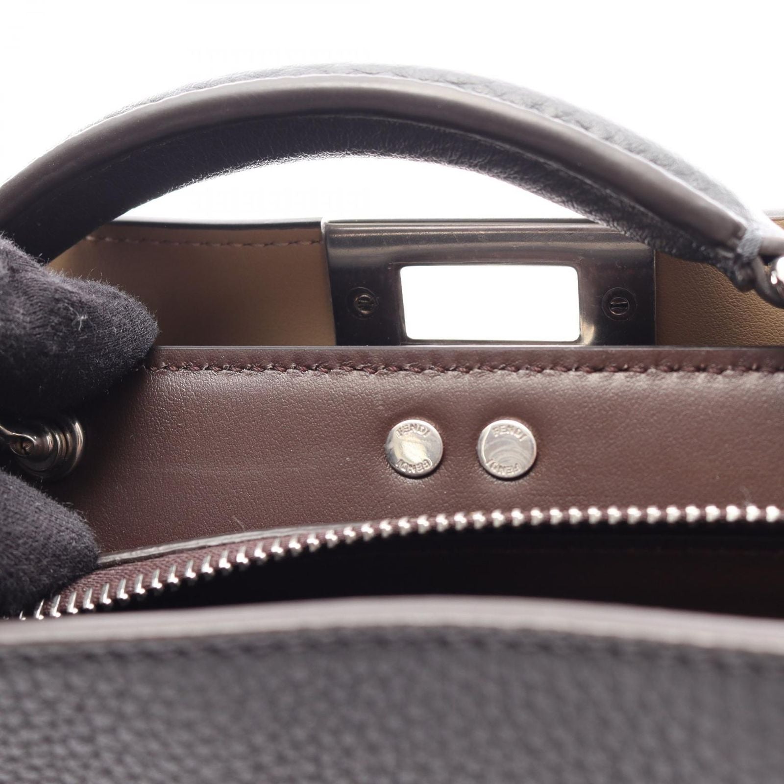 Fendi Handbag Peekaboo ISeeU Small 2-Way Charcoal Gray Leather — view 9