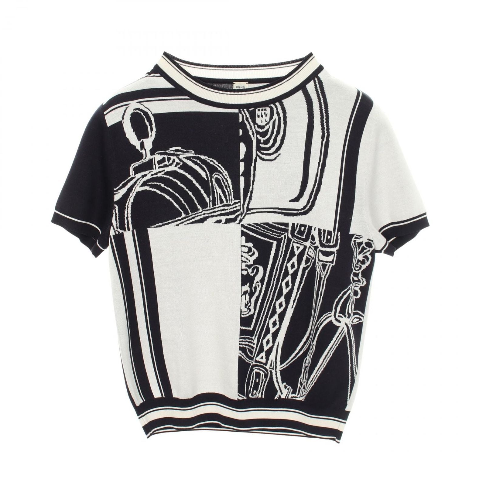 Hermes Knit en Desordre Finesse Short Sleeve Black Silk Sweater
