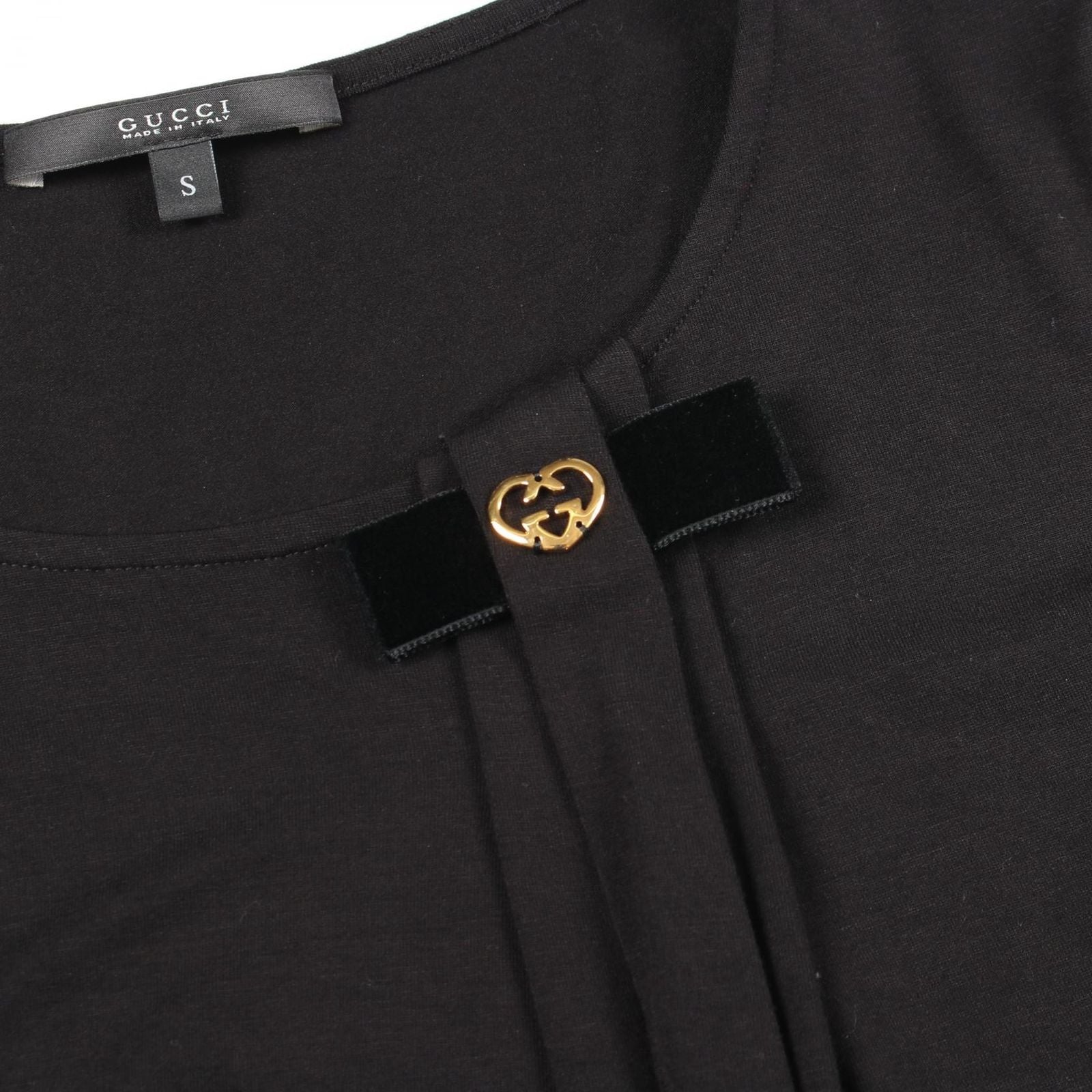 Gucci Short Sleeve T-Shirt Interlocking Black Rayon — view 5