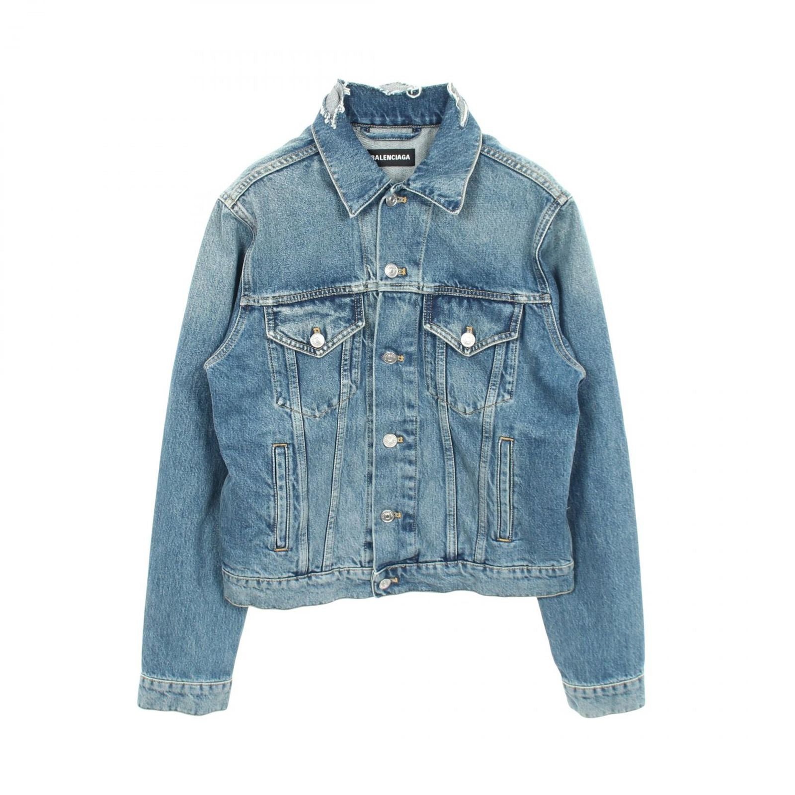 Balenciaga Denim Jacket Campaign Logo Distressed