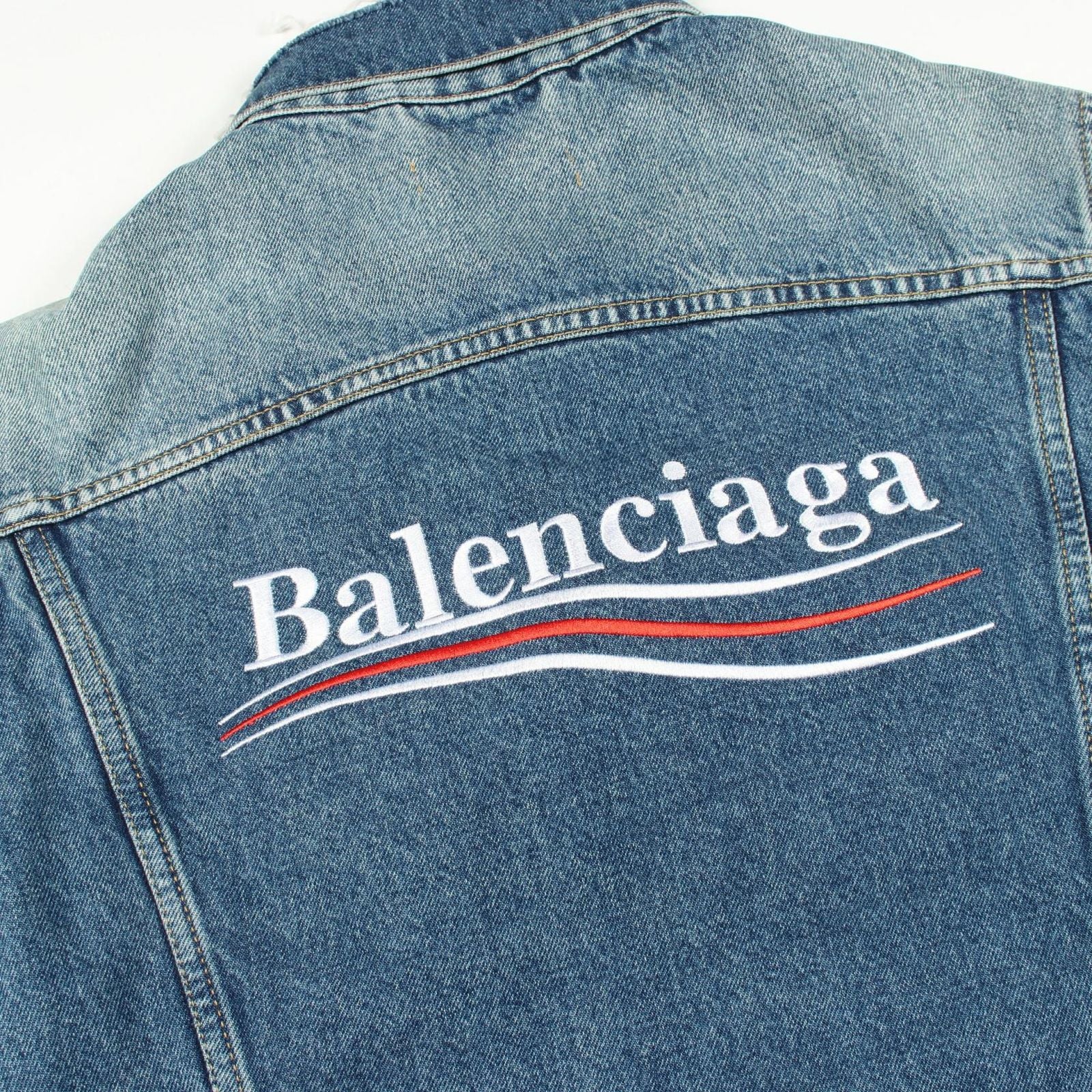 Balenciaga Denim Jacket Campaign Logo Distressed — view 7