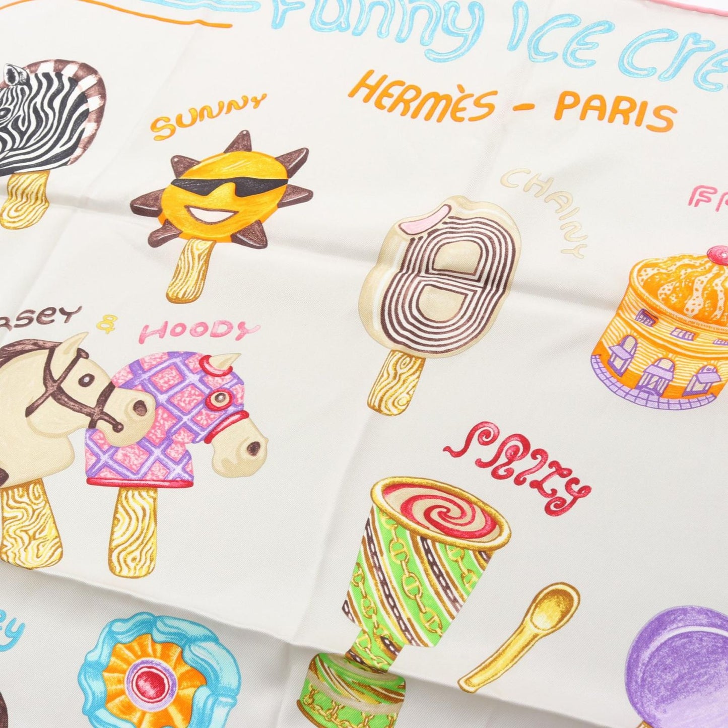 Hermes Scarf Carre 70 Funny Ice Cream Silk — view 8