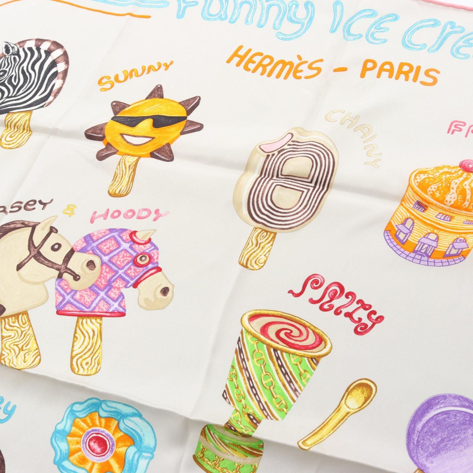 Hermes Scarf Carre 70 Funny Ice Cream Silk — view 8