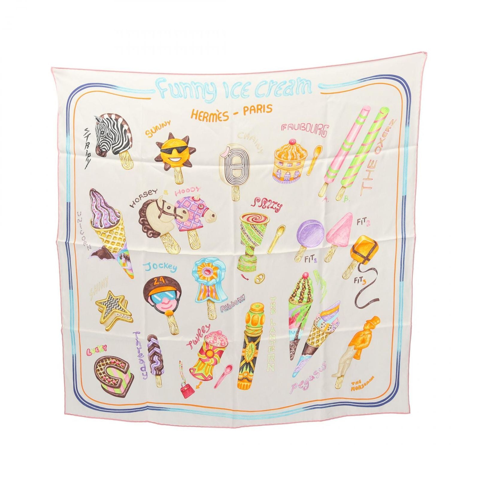 Hermes Scarf Carre 70 Funny Ice Cream Silk