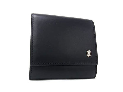 Cartier Coin Case Pasha Black Leather Silver