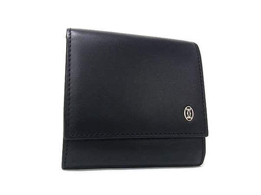 Cartier Coin Case Pasha Black Leather Silver