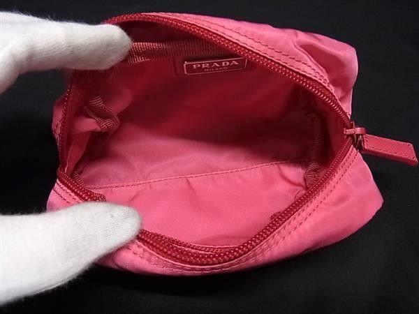Prada Pouch Triangle Logo Pink Tessuto Nylon Saffiano Leather — view 3