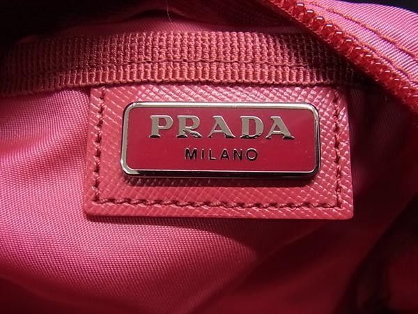 Prada Pouch Triangle Logo Pink Tessuto Nylon Saffiano Leather — view 4