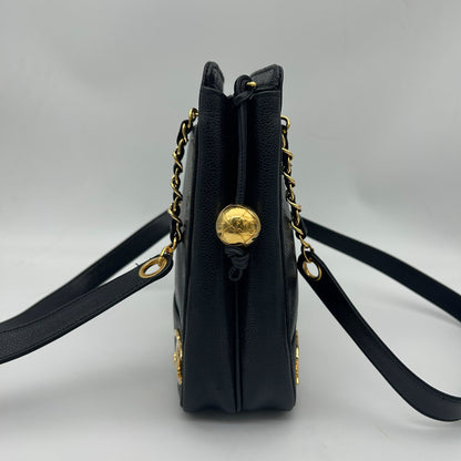 Chanel Triple Coco Chain Tote Shoulder Bag Caviar Leather Black — view 3