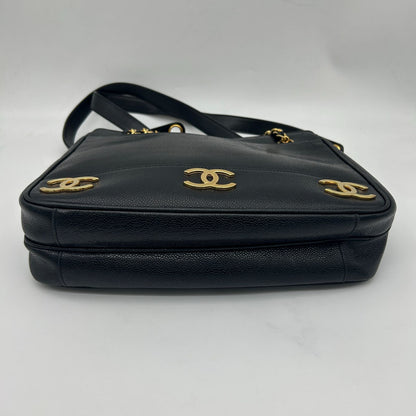 Chanel Triple Coco Chain Tote Shoulder Bag Caviar Leather Black — view 5