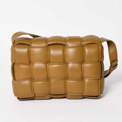 Bottega Veneta Padded Cassette Shoulder Bag Intrecciato Lambskin Brown Gold — view 2