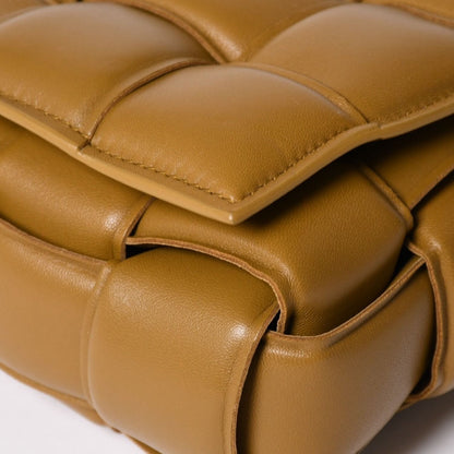 Bottega Veneta Padded Cassette Shoulder Bag Intrecciato Lambskin Brown Gold — view 8