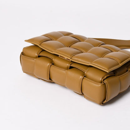 Bottega Veneta Padded Cassette Shoulder Bag Intrecciato Lambskin Brown Gold — view 6
