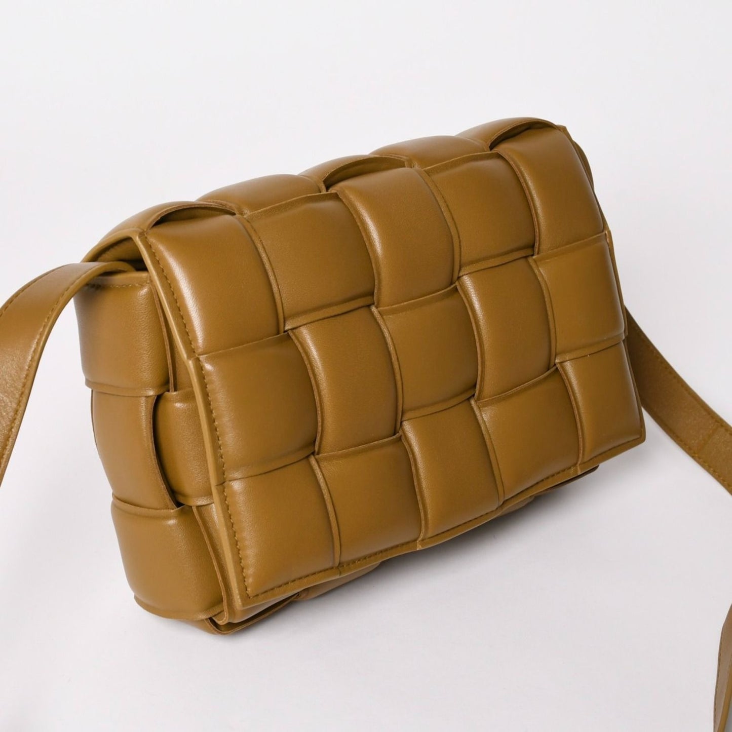 Bottega Veneta Padded Cassette Shoulder Bag Intrecciato Lambskin Brown Gold — view 3