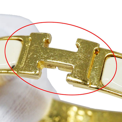 Hermes Bangle Click Enamel Metal Yellow Gold Ivory Logo Adult Bracelet — view 8