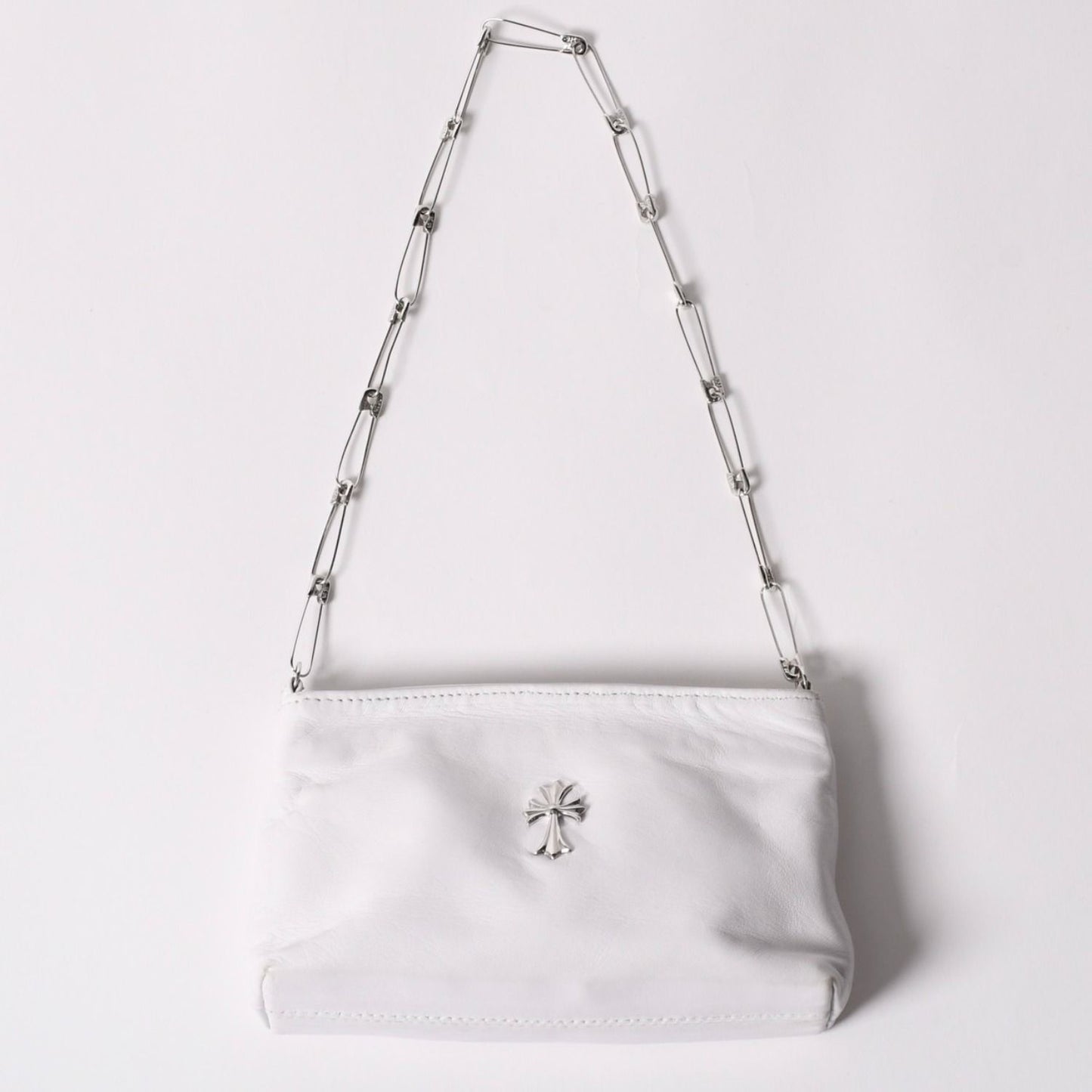 Chrome Hearts Safety Pin Pouch Shoulder Bag White Silver