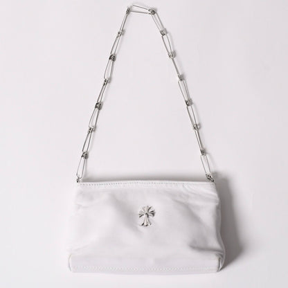 Chrome Hearts Safety Pin Pouch Shoulder Bag White Silver