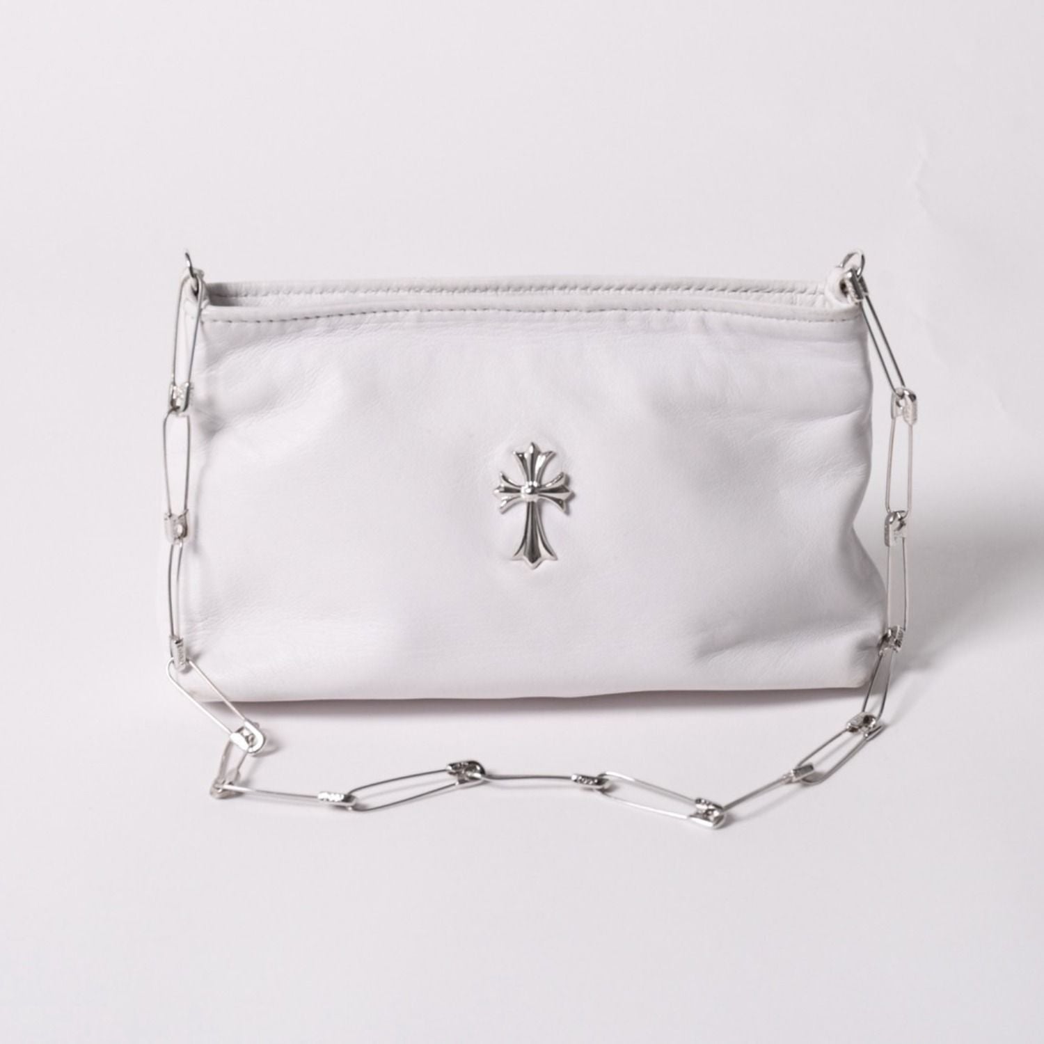 Chrome Hearts Safety Pin Pouch Shoulder Bag White Silver — view 4